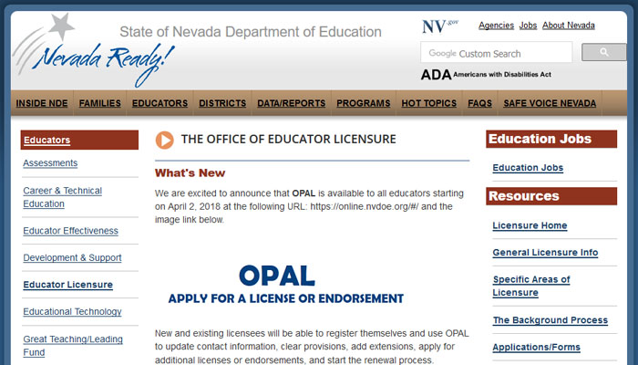 Nevada School Performance Framework main page