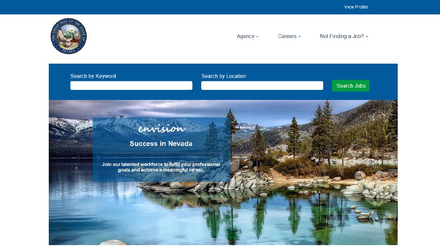State of Nevada Careers Website Screenshot